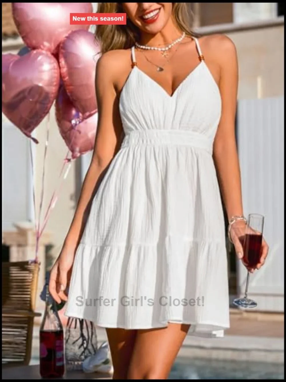 CUPSHE V-Neck Open Back Flowy Tiered A-Line Mini Dress Sundress Beach Vacation